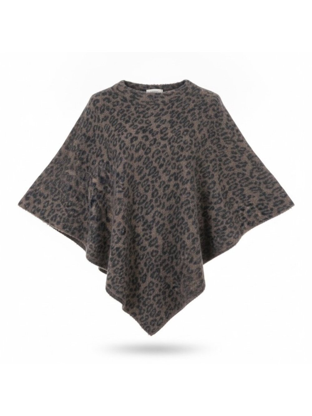 Chicos Womens Brown Leopard Print Poncho Sweater Cozy Asymmetrical Knit Sz S/M